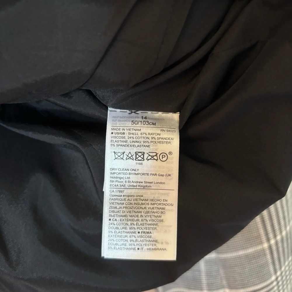 Banana Republic Women's Grey Black White Plaid Cotton Blazer 14 NWT Office Caree - Picture 7 of 10